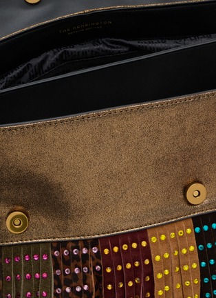 Detail View - Click To Enlarge - KURT GEIGER BAGS - Macro Kensington Fringed Suede Leather Shoulder Bag