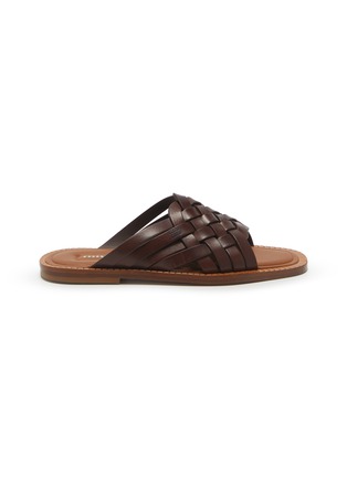 Main View - Click To Enlarge - MIU MIU - Vitello Intreccio Leather Slides