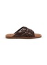 Main View - Click To Enlarge - MIU MIU - Vitello Intreccio Leather Slides