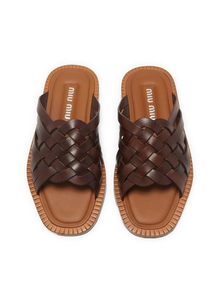 Figure View - Click To Enlarge - MIU MIU - Vitello Intreccio Leather Slides