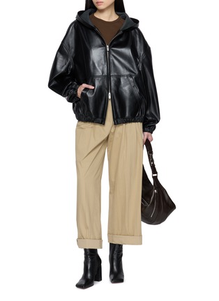 Figure View - Click To Enlarge - TONYWACK - Hooded Leather Jacket