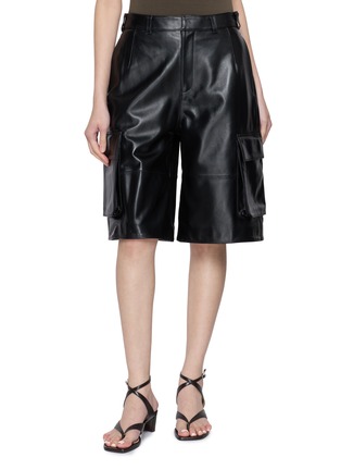 Main View - Click To Enlarge - TONYWACK - Leather Cargo Shorts
