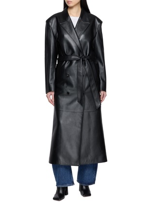 Main View - Click To Enlarge - TONYWACK - Double Breasted Leather Coat