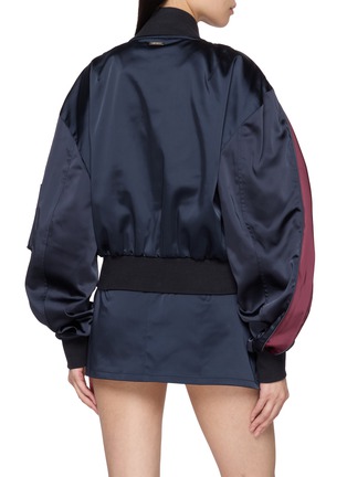Back View - Click To Enlarge - BONBOM - Two Tone Double Tuck Bomber Jacket