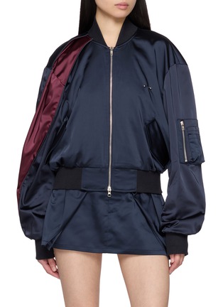 Main View - Click To Enlarge - BONBOM - Two Tone Double Tuck Bomber Jacket