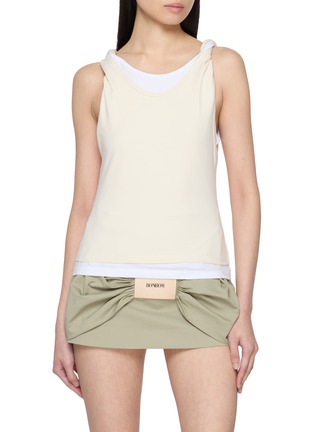 Main View - Click To Enlarge - BONBOM - Twisting Two Tone Layered Tank Top