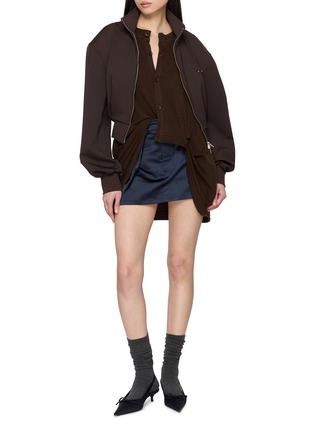 Figure View - Click To Enlarge - BONBOM - High Neck Jersey Harrington Jacket