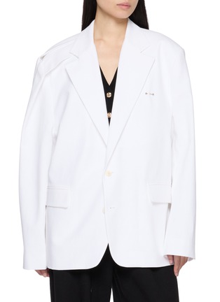 Main View - Click To Enlarge - BONBOM - Double Tuck Structured Linen Blazer