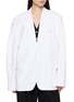 BONBOM Double Tuck Structured Linen Blazer