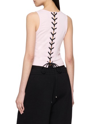 Back View - Click To Enlarge - BONBOM - Back Lace Up Cropped Tank Top