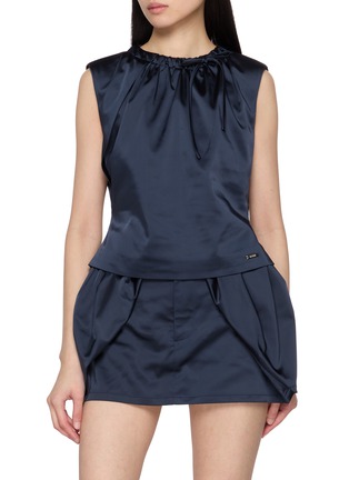 Main View - Click To Enlarge - BONBOM - Sleeveless Shirred Neck Tuck Top