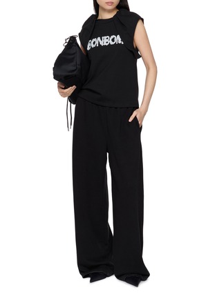 Figure View - Click To Enlarge - BONBOM - Piercing Sticker Print Draped Shoulder Tank Top