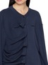  - BONBOM - Asymmetric Shirring Button Front Cardigan