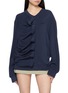 BONBOM Asymmetric Shirring Button Front Cardigan