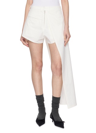 Main View - Click To Enlarge - BONBOM - Asymmetric Panel Overlay Tailored Shorts