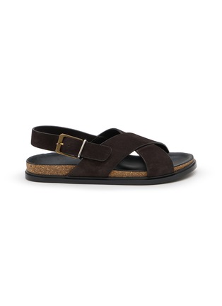 Main View - Click To Enlarge - THE ROW - Buckled Crossover Strap Suede Sandals