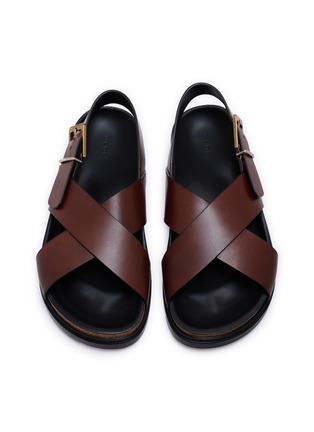 Figure View - Click To Enlarge - THE ROW - Leather Flat Buckle Sandals