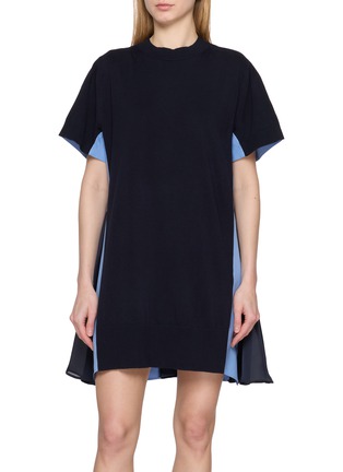 Main View - Click To Enlarge - SACAI - Hybrid Knit Dress