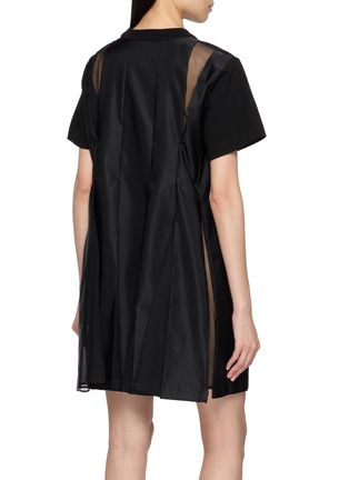 Back View - Click To Enlarge - SACAI - Sheer Panel Cotton T-Shirt Dress