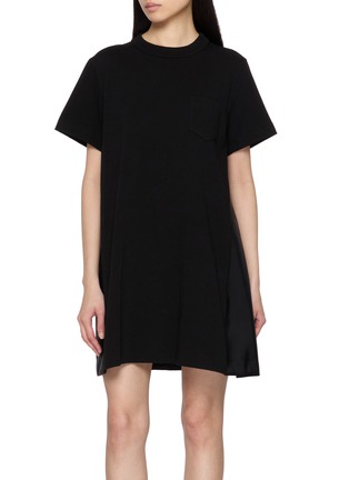 Main View - Click To Enlarge - SACAI - Sheer Panel Cotton T-Shirt Dress