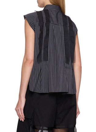 Back View - Click To Enlarge - SACAI - Sheer Ruffle Striped Sleeveless Shirt