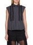 SACAI Sheer Ruffle Striped Sleeveless Shirt