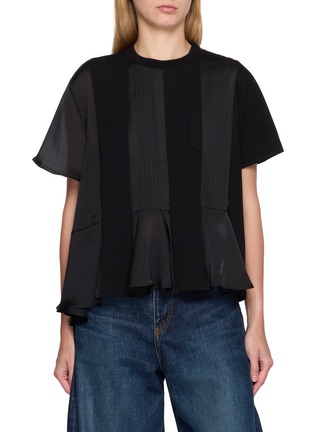 Main View - Click To Enlarge - SACAI - Pleated Flounce Hem T-Shirt