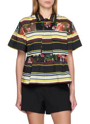 Main View - Click To Enlarge - SACAI - Floral Stripe Chest Pocket Shirt