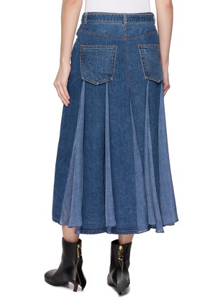 Back View - Click To Enlarge - SACAI - Hybrid Front Slit Dark Wash Denim Midi Skirt