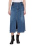 SACAI Hybrid Front Slit Dark Wash Denim Midi Skirt
