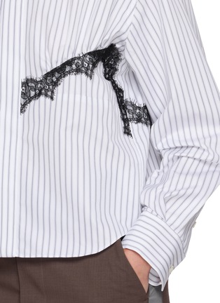  - SACAI - Lace Detail Striped Shirt
