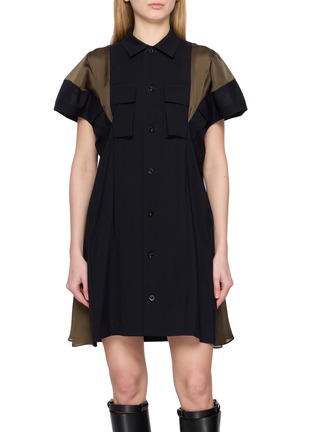 Main View - Click To Enlarge - SACAI - Panelled Shirt Style Dress