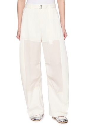 Main View - Click To Enlarge - SACAI - Belted Wide Leg Panelled Pants