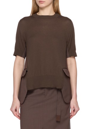 Main View - Click To Enlarge - SACAI - Hybrid Oversized Pocket Top