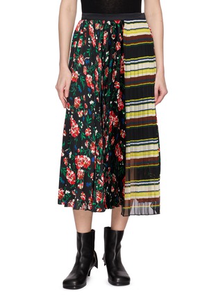 Main View - Click To Enlarge - SACAI - Pattern Mix Pleated Midi Skirt