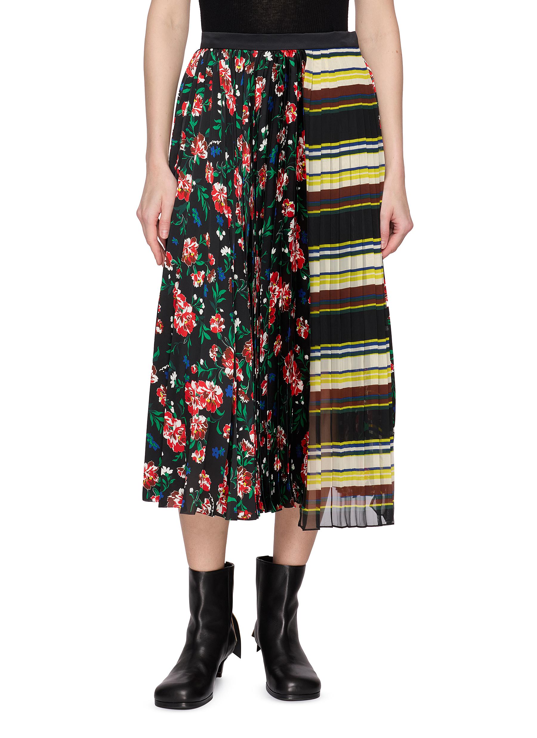 SACAI | Pattern Mix Pleated Midi Skirt | Women | Lane Crawford