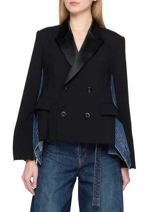 Main View - Click To Enlarge - SACAI - Wool Suiting Denim Panelled Jacket