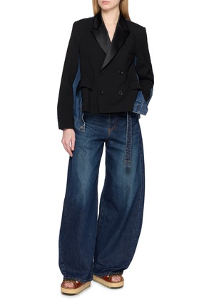 Figure View - Click To Enlarge - SACAI - Wool Suiting Denim Panelled Jacket