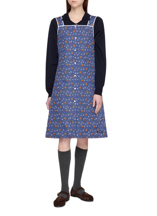 Main View - Click To Enlarge - MIU MIU - Floral Printed Apron Dress