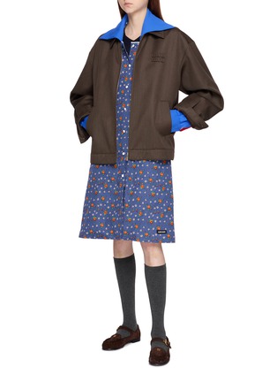 Figure View - Click To Enlarge - MIU MIU - Floral Printed Apron Dress
