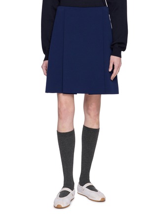 Main View - Click To Enlarge - MIU MIU - Pleated Technical Jersey Short Skirt