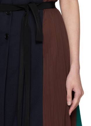  - PRADA - Colour Block Pleated Panel Belted Midi Skirt