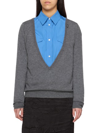 Main View - Click To Enlarge - PRADA - Deep V-Neck Cashmere Knit Top