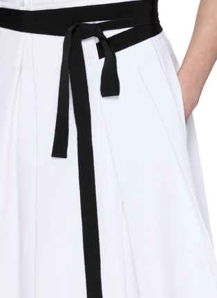  - PRADA - Pleated Ribbon Belt Cotton Midi Skirt