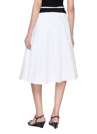 Back View - Click To Enlarge - PRADA - Pleated Ribbon Belt Cotton Midi Skirt