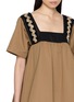  - PRADA - Embellished Strap Gathered Cotton Top