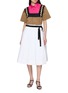 Figure View - Click To Enlarge - PRADA - Embellished Strap Gathered Cotton Top