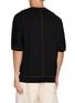 Back View - Click To Enlarge - GOOD PEOPLE GOOD STITCHING GOOD PRODUCT - Half Sleeve Contrast Stitch Crewneck Wool Blend Knit Top