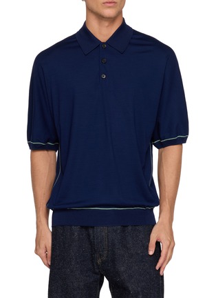 Main View - Click To Enlarge - GOOD PEOPLE GOOD STITCHING GOOD PRODUCT - Contrast Stitch Knit Polo Shirt