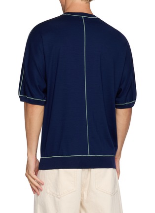 Back View - Click To Enlarge - GOOD PEOPLE GOOD STITCHING GOOD PRODUCT - Half Sleeve Contrast Stitch Crewneck Knit Top